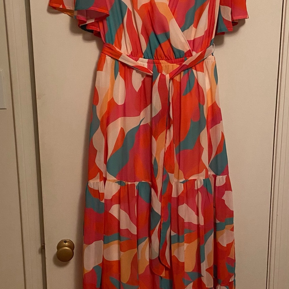 Flying Tomato Vibrant Maxi Dress in Orange, Pink, and Teal